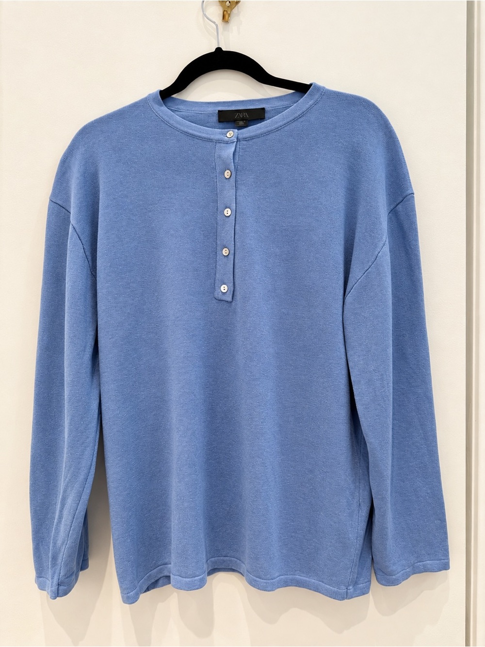 Zara Light Blue Knit Long Sleeve Top – Medium